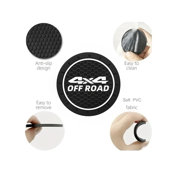 Car Cup Holder Coasters 2pcs Non Slip 2.75in Sequoia Tacoma 4x4 Off Road New - Picture 9 of 11